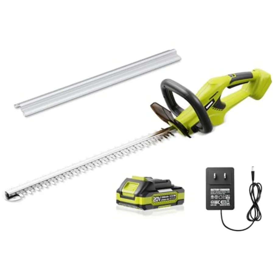 

Garden and yard use: 22-inch cordless hedge trimmer, stainless steel blades, black and gray, lightweight handheld design with 2