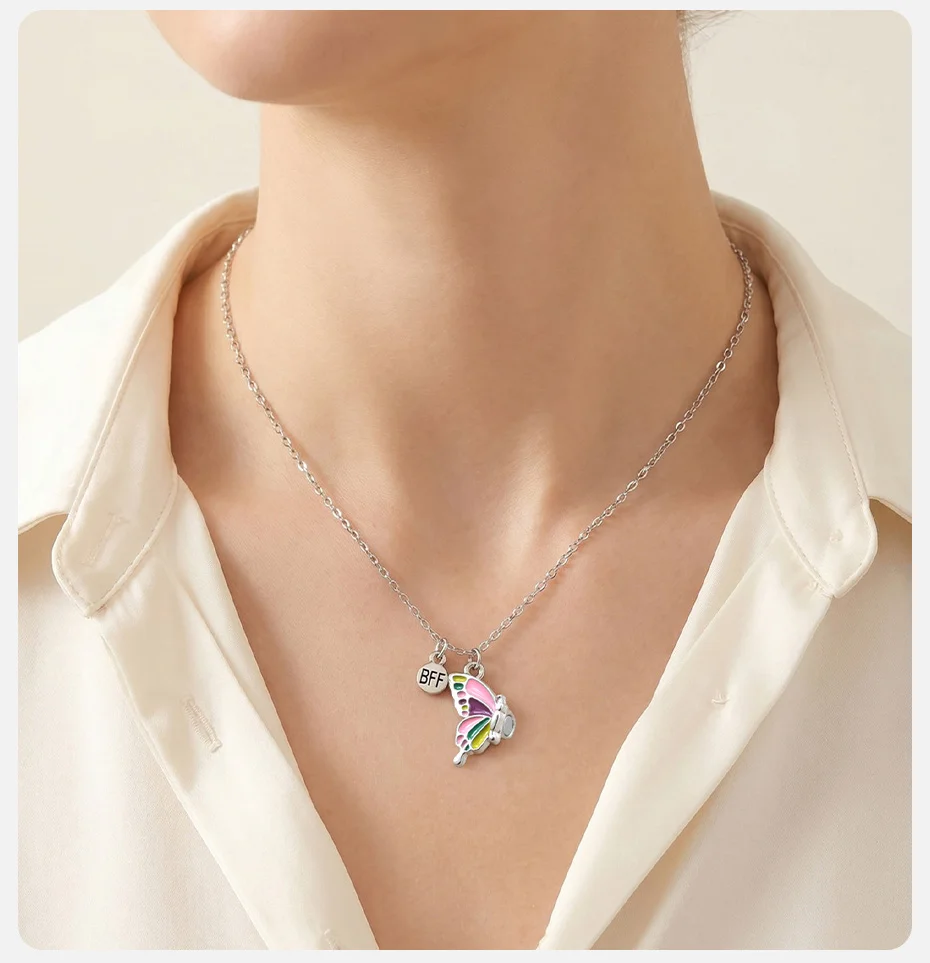 Vnox Neue BFF Freundschafts-Schmetterling-Anhänger Halsketten-Set Süße Erdbeer-Mond-Blumen-Charms Halskette Beste Freundin Geschenk Schmuck – Detail 3