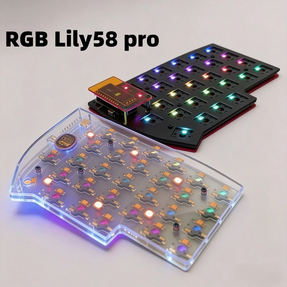 RGB Lily58 Pro Split Keyboard Kit 4x6 Custom Bluetooth Dual-mode Hot Swap Keyboard MX Switch Game Wireless Mechanical Keyboard