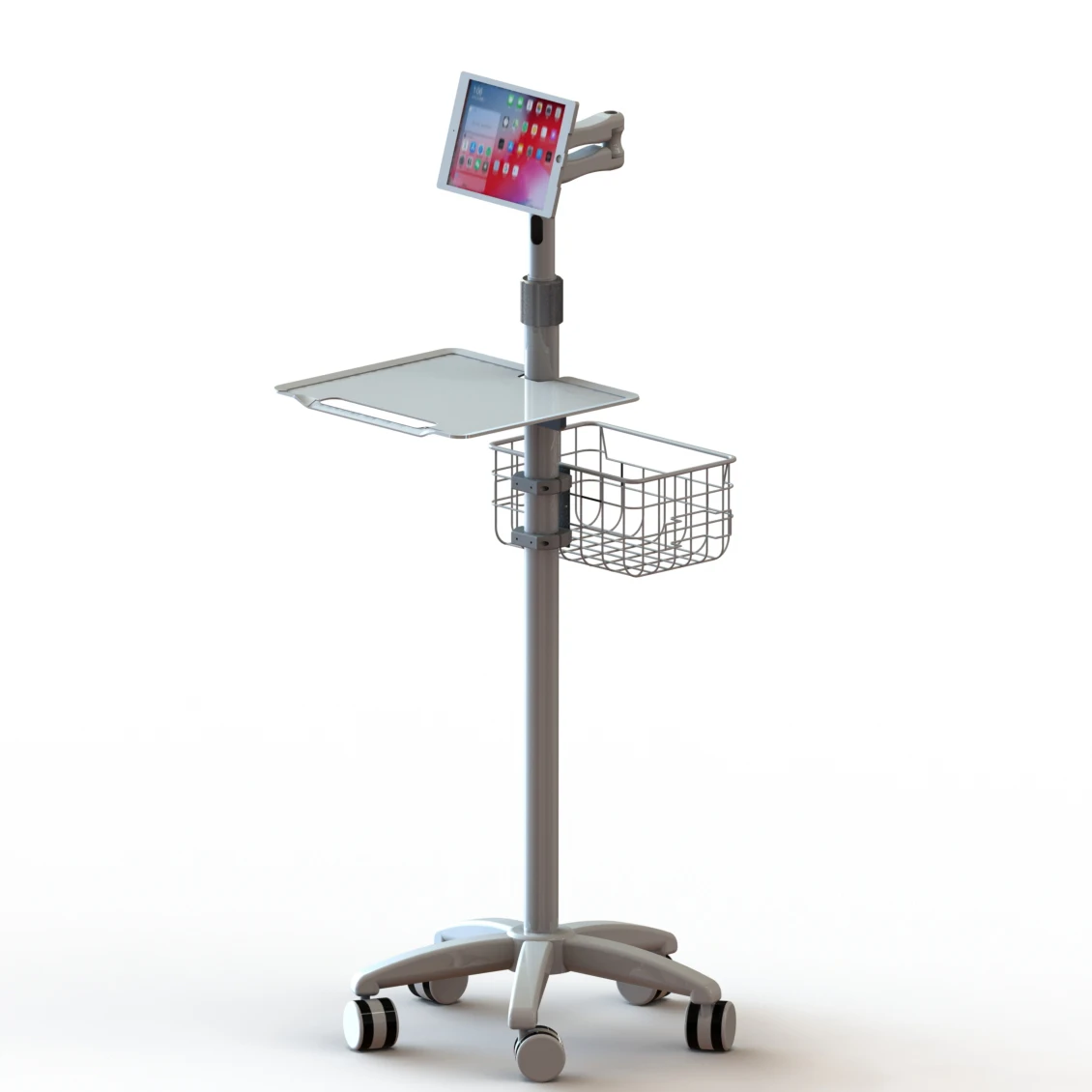 360 Degree Adjustable Removable Tablet Bracket, Hospital Mobile Trolley Fit for 9.7,10.2,12.9 Inch Screen Tablets
