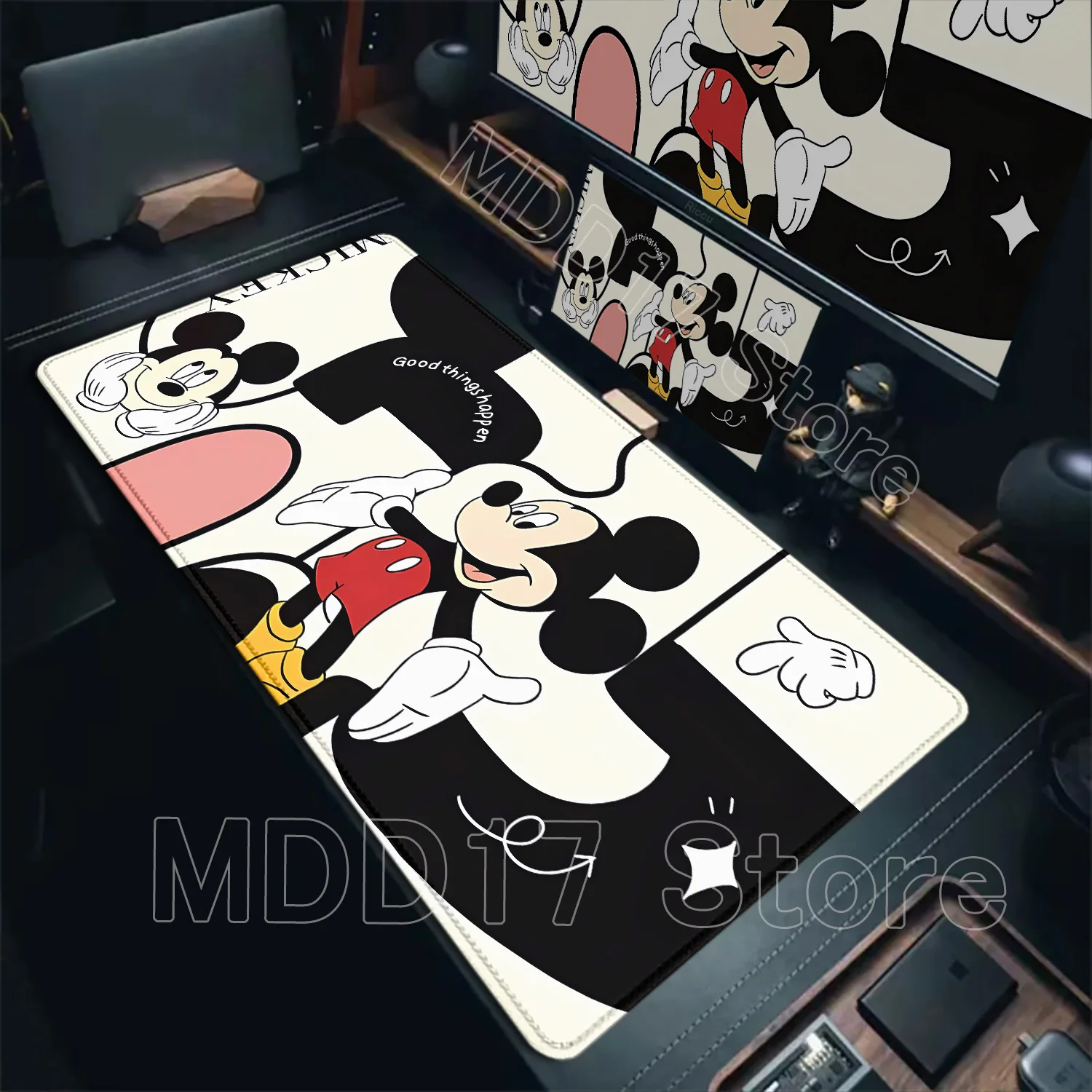 

HD Printing Anime Mouse Pads Black and White Mickey Mouse Pad Speed Pc Computer Keyboard Desk Mat PC Gaming Accessories Mousepad
