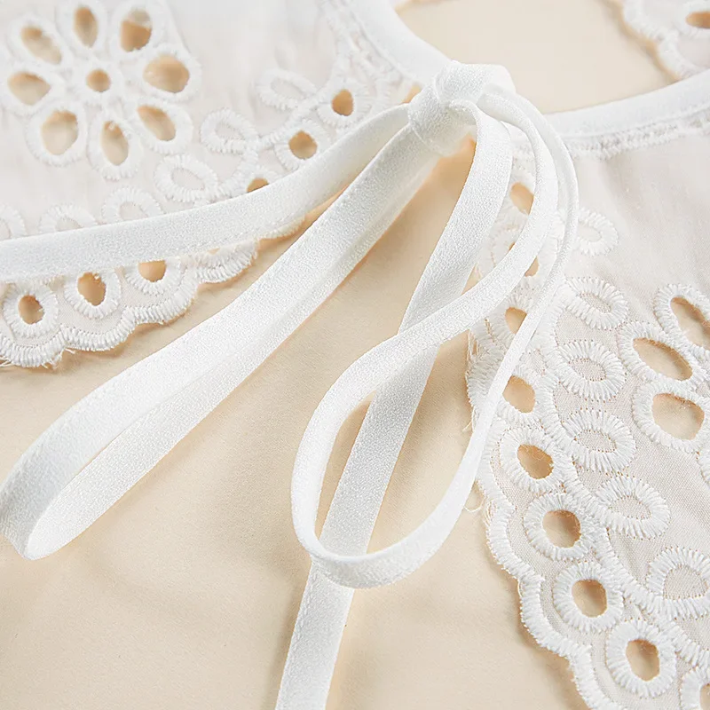 Linbaiway قميص طوق وهمية للنساء الياقات كاذبة التطريز الأزهار الدانتيل التلبيب انفصال الياقات الزخرفية شال فو Col #3