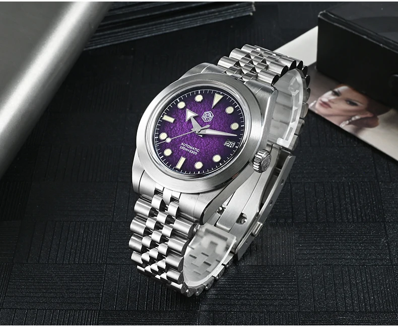 San Martin Men Automatic Watch 39mm Mechanical Wristwatch Sapphire 10Bar Waterproof NH35 Enamel Dial