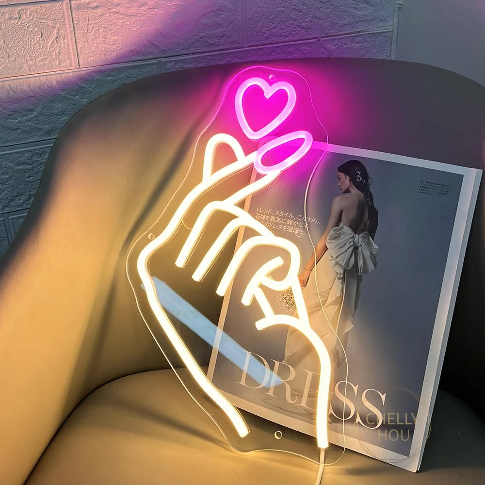 

Hand Heart Neon Sign Light LED USB Wall Decor for Bedroom Bar Pub Restaurant Birthday Parties Wall Decoration Decor Neon Light