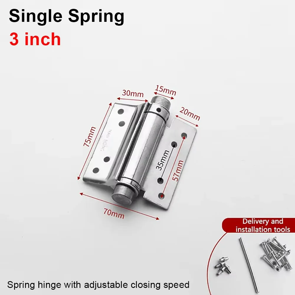 1Pcs Double Opening Door Hinge With Inner And Outer Automatic Closing Silent Hinges Stainless Steel 3/4/5/6inch