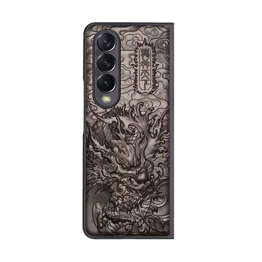 

3D Carved Stereo Ebony Wood Case for Samsung Galaxy Z fold 4 TPU Protective Back Cover Phone Cases For Samsung z fold 4 fold4