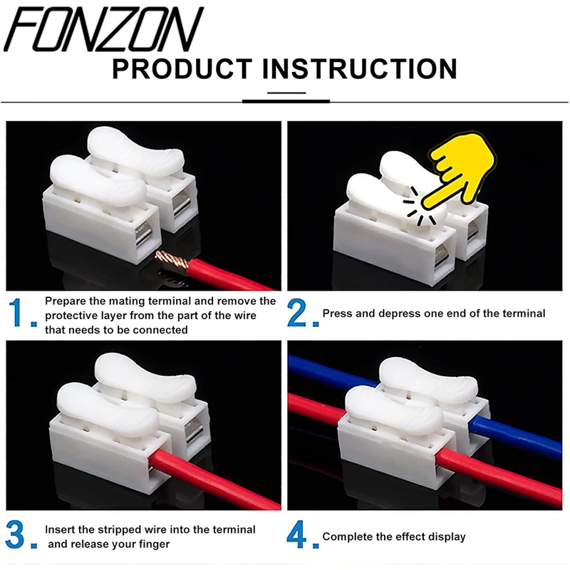 CH-2/3 Push-in Quick Cable Connector Spring Wire Connector Screwless Terminal Block Spring Clamp Wire Terminal