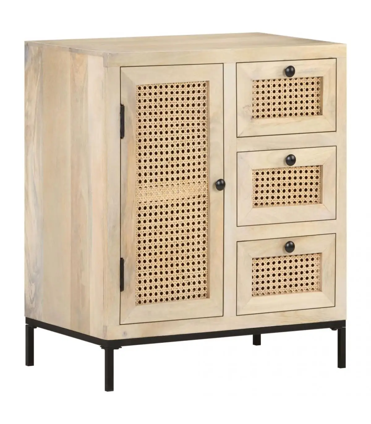 60x35x70 cm mango and natural cane solid wood sideboard