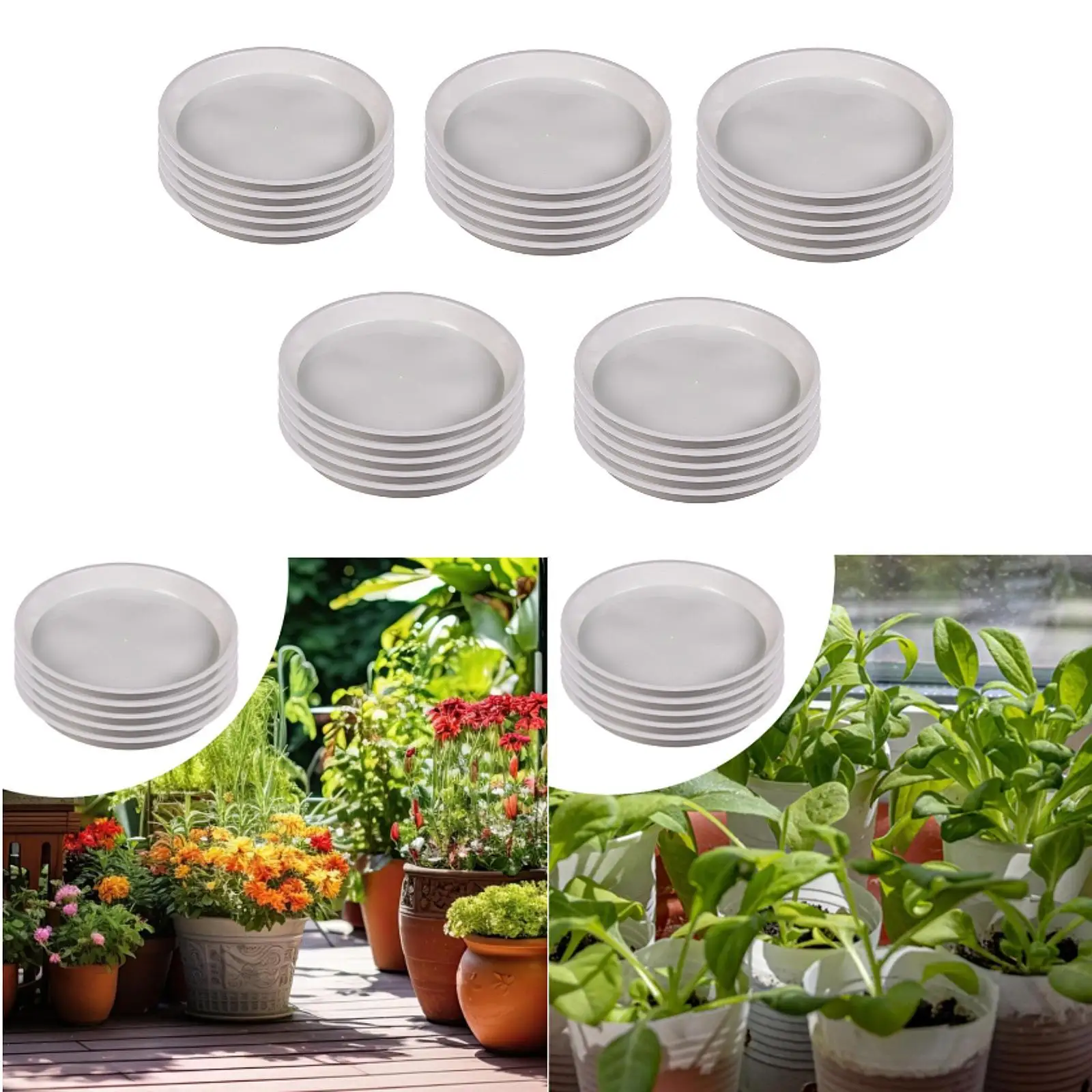 

5Pcs Plant Saucers Home Use Round Flower Pot Saucers Practical Plant Trays for Pots Heavy Duty for Indoors Outdoors Planters