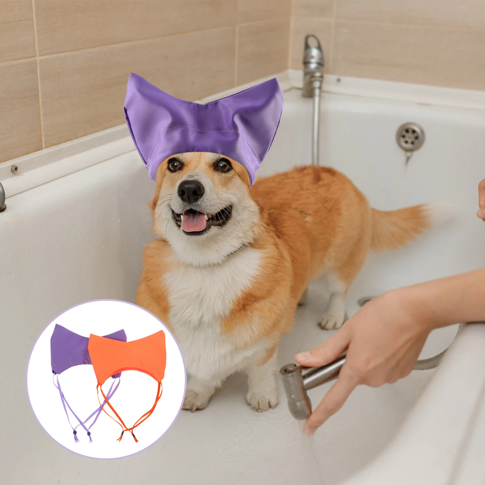 

2 Pcs Pet Waterproof Shower Cap Cat Ear Cover for Bath Hat Dog Protection Caps Covers Headgear