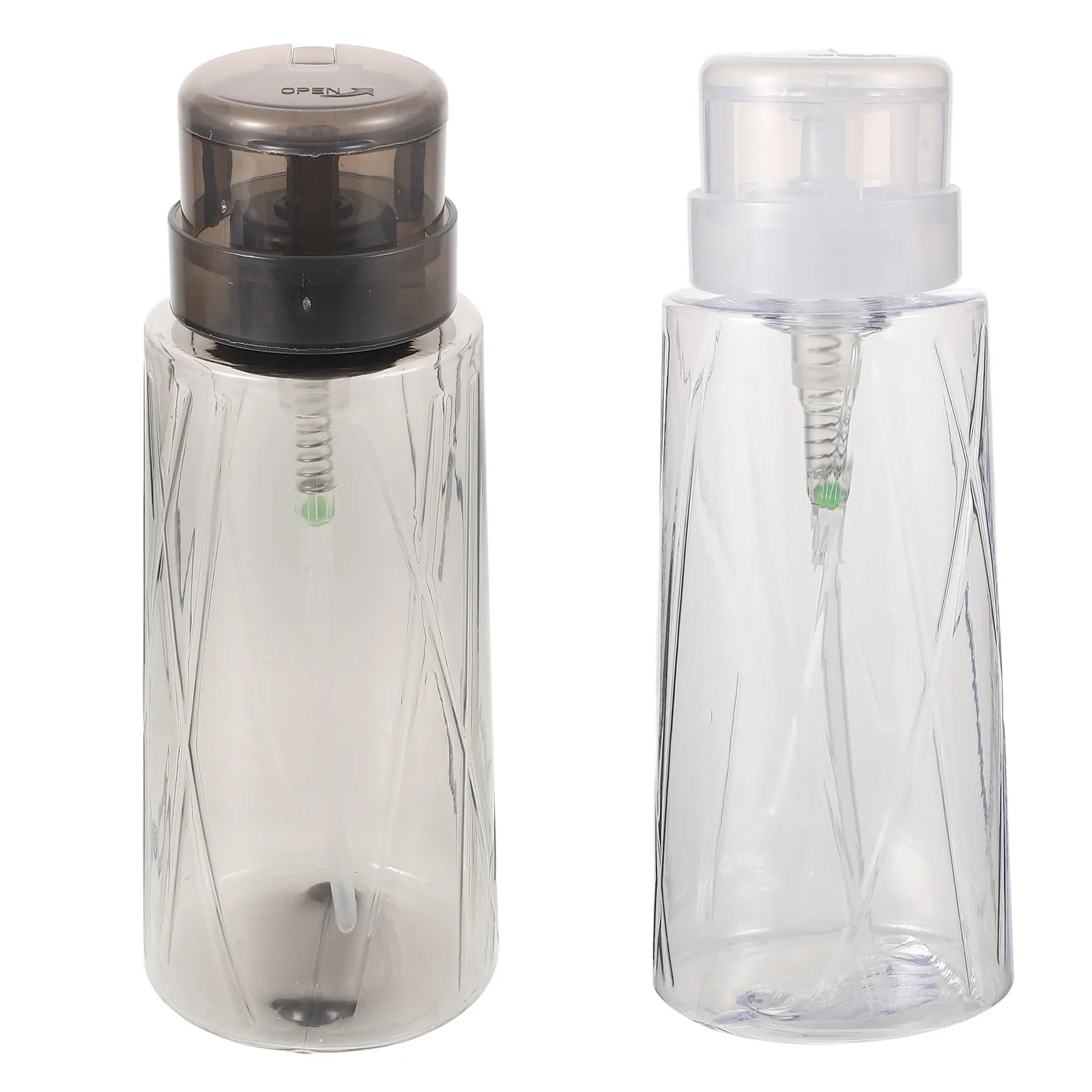 Push Down Nail Polish Remover Bottle Transparent Lock Dispenser Portable Nail Art Care Pump for Home Salon Use
