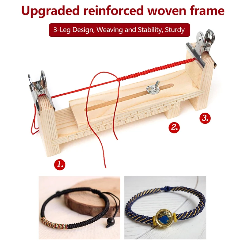 Hand Knitting Necklace Craft Mold Adjustable Wood Paracord Jig DIY Bracelet Making Tool - view 4