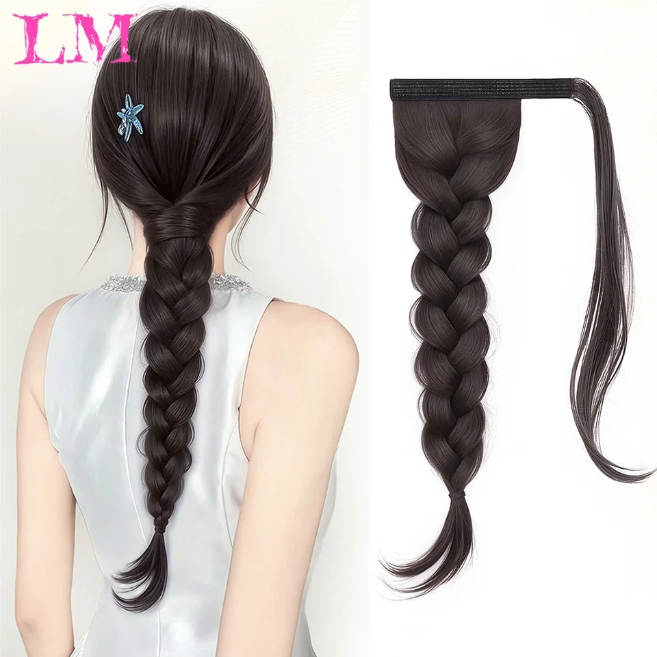 LM Wrap Around French Braid Ponytail – длинный, сделанный вручную, искусственный хвост-коса для женщин, для повседневного элегантного стиля.