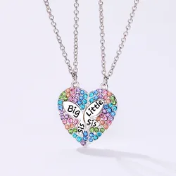 2024 New Big Sister Little Sister Magnetic Necklace Sisters Colorful Drilling Collarbone Chain Alloy Pendant Jewelry Party Gifts