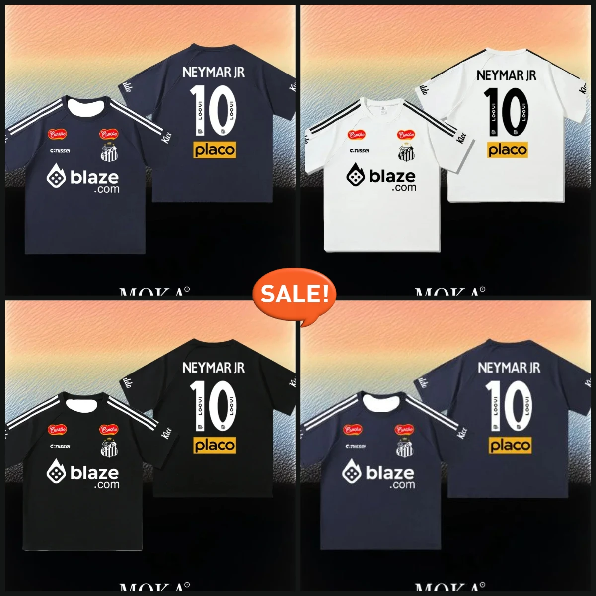 

Summer Santos FC 2025 Pre-Season Home Kit Men's New Adult Football Match Team Uniform Training Loose Top with 3D T-shirt