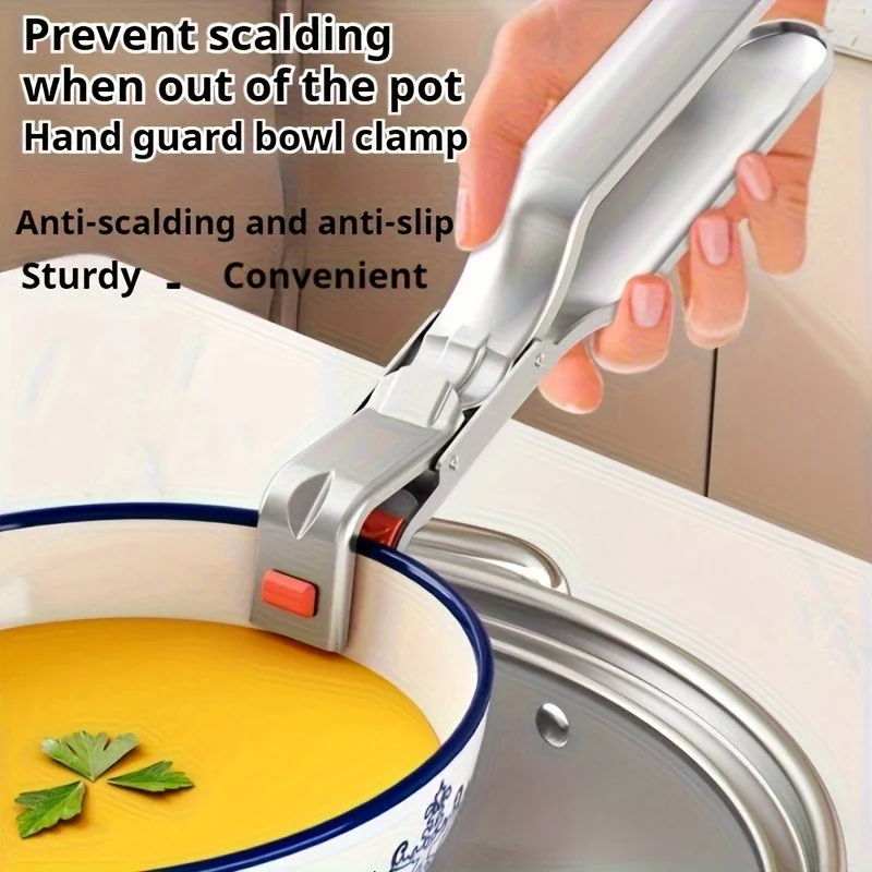 Set of 1 Stainless Steel Heat-resistant Bowl Tongs, Non-slip and Heat-resistant Dish Tongs, Ergonomic Kitchen Serving Tools
