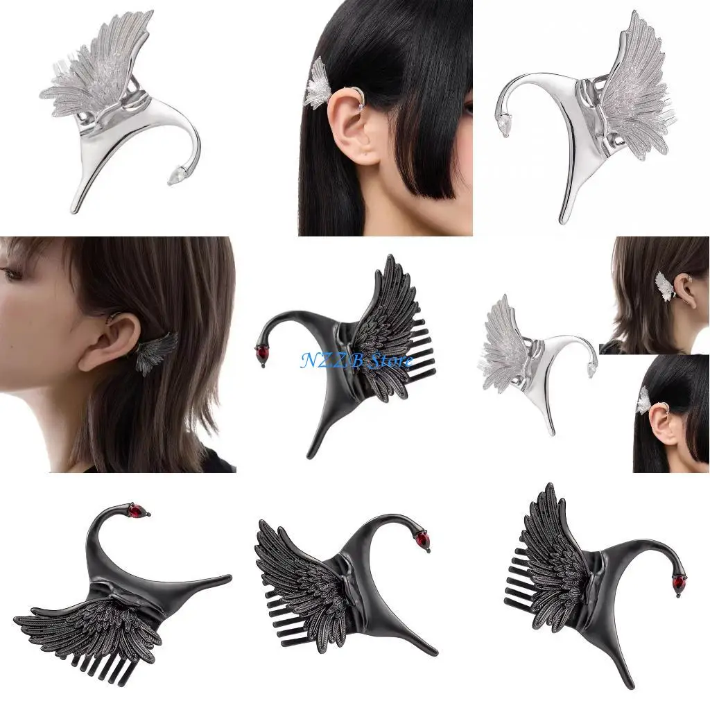 

T21F Деликатные перья Ушные украшения с функцией укладки волос прочный сплав для ушных зажимов для слоев аксессуаров