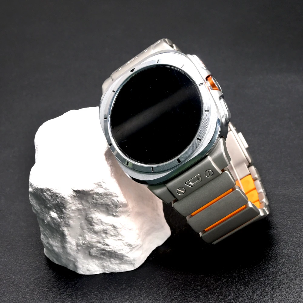 حزام معدني من التيتانيوم لساعة سامسونج جالاكسي الترا 2025 47 ملم سوار برتقالي تيتانيوم لساعة جالاكسي الترا 7 47 ملم سوار مطاطي #3