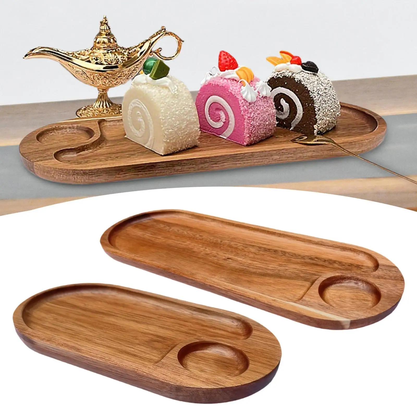 Wooden Tray Dessert Plate Modern Housewarming Gift Dinner Tray Food Tray Food Platter for Home Kitchen Countertop Living Room