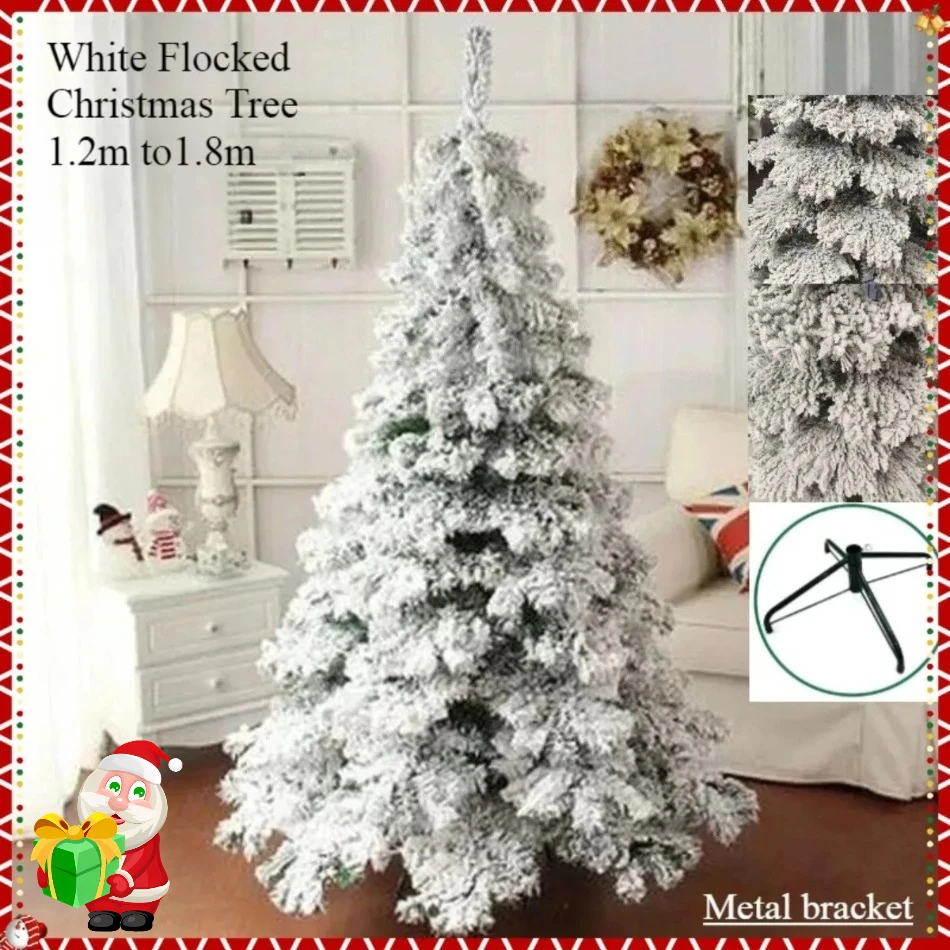 

Artificial PVC Christmas Tree Encrypted Luxury White Flocked Christmas Tree 120cm~180cm Christmas Family Atmosphere Decoration