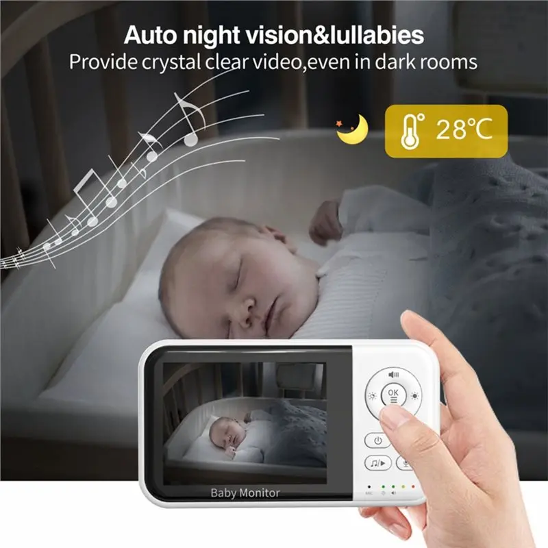 [NEWA08R】 3.2 Inch Video Baby Monitor With Camera EU Plug