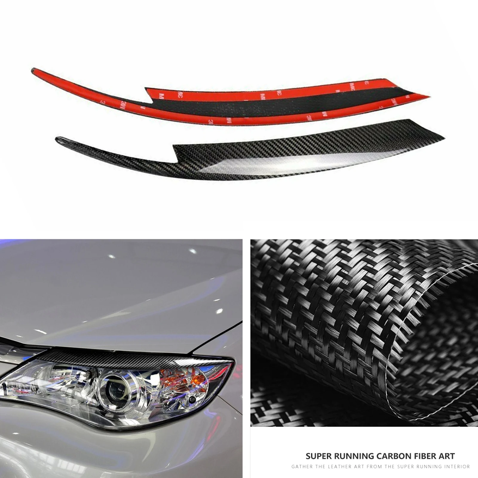 Front Headlight Eyebrow Eyelid Head Lamp Cover Brow Strip Carbon Fiber For Subaru Impreza WRX 10th 2008 2009 2010 2011