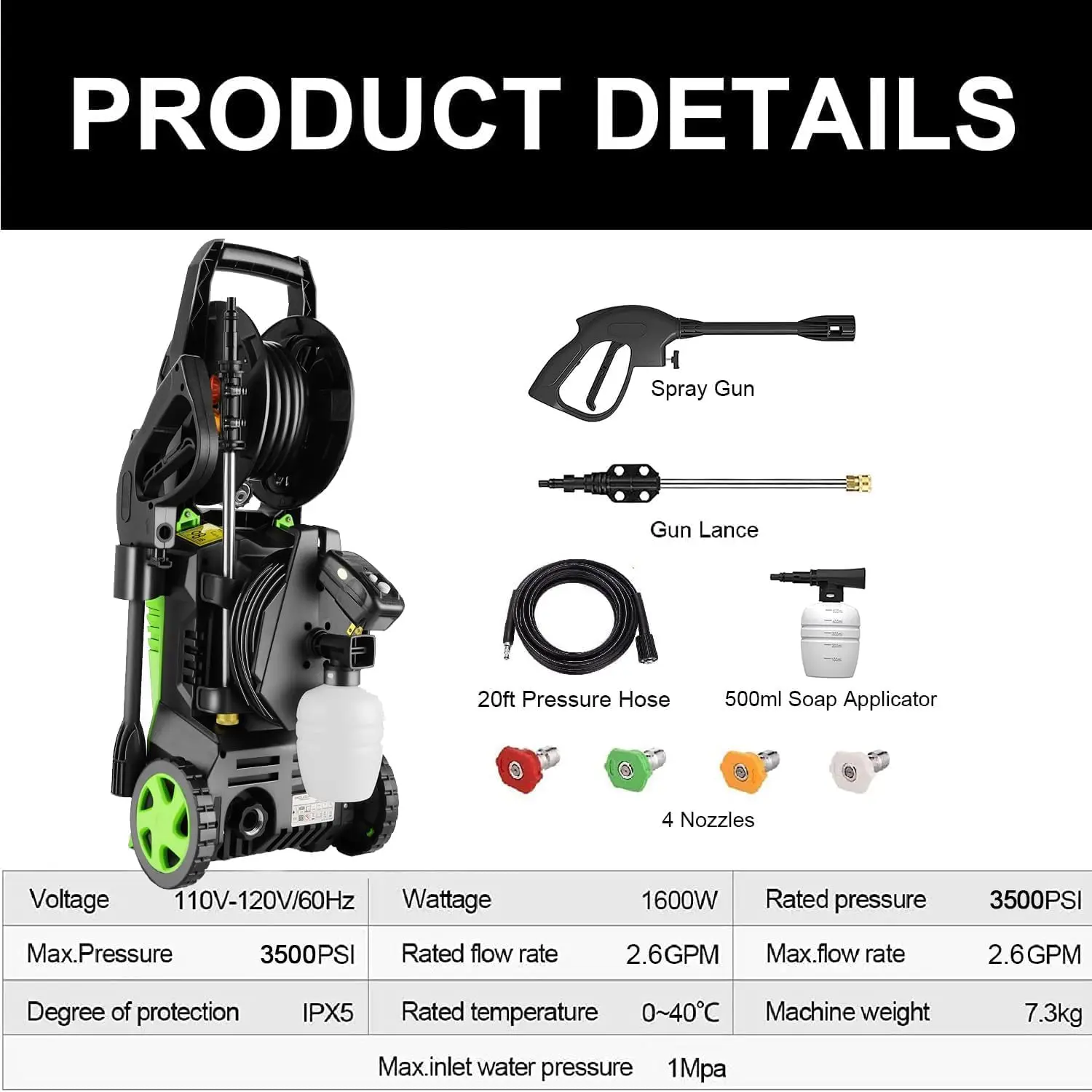 4000PSI เครื่องฉีดน้ําแรงดันสูง 2024 ใหม่ล่าสุด 2.8GPM Power เครื่องซักผ้า 1600W เครื่องฉีดน้ําแรงดันสูงเครื่อง 4 หัวฉีด