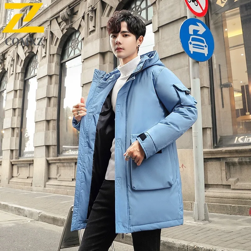 COMXZ 2025 Men Women Fleece Lined Winter Puffer Jacket fashion street Windproof Waterproof Thickened Outdoor Sport Tactics Coat