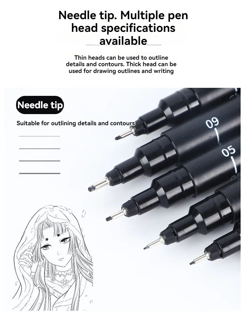 3/15 Spitzen schwarze Pigment-Mikrostift-Fineliner-Tintenstifte, Zeichnungskünstler-Illustrationsstifte Multiliner zum Skizzieren, Anime-Manga-Design – Detail 9