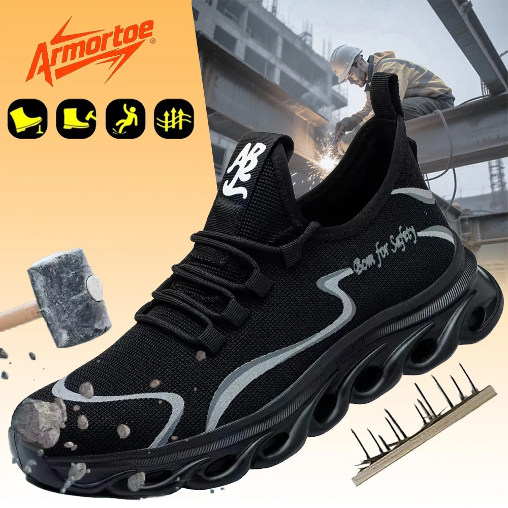 

ArmorToe Steel Head Four Seasons Models Anti-smash Anti-stabbing Breathable Shock-absorbing Non-slip Work Shoes #Armor2681