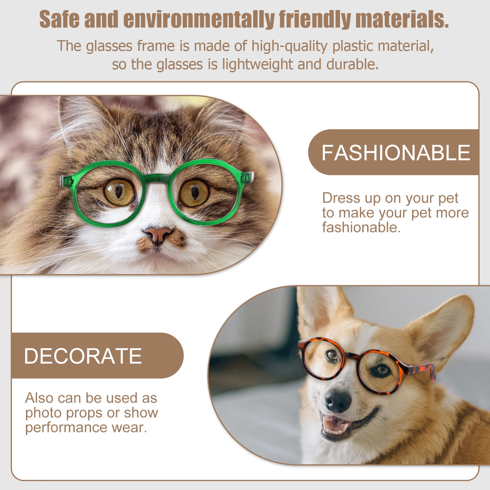 

Plastic Transparent Cat Glasses Dog Goggles Lightweight Durable Stylish Round Lenses Colorful Frames Pet Eye Protection Photo
