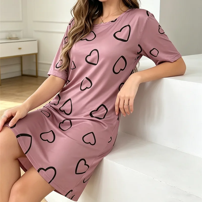 Women Pajamas Valentine Day Heart Pattern Can Be Weared Casual And Comfortable Women Pajamas Summer Sleepwear For Sleeping dress