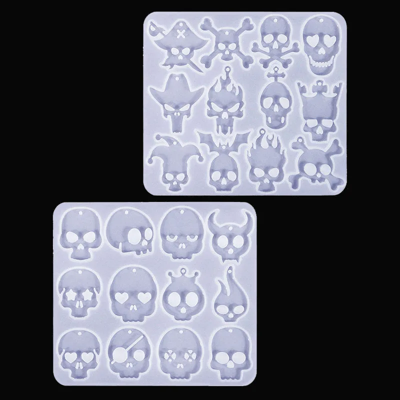 Moldes de resina para pendientes de Halloween, bricolaje, con agujero, serie de calaveras, pendientes, resina epoxi, molde para joyería, fabricación de llaveros colgantes de Halloween