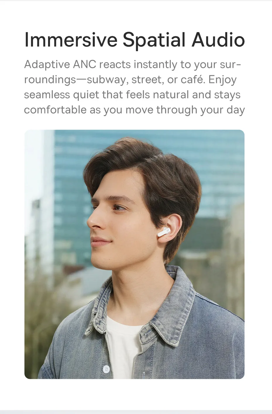 Baseus Bass BS1 NC -40 dB Echtzeit-Adaptive ANC Wireless Earbuds Bluetooth 6.0 Semi-Open-Kopfhörer LDAC Hi-Res Audio 6-Mic AI ENC – Detail 7