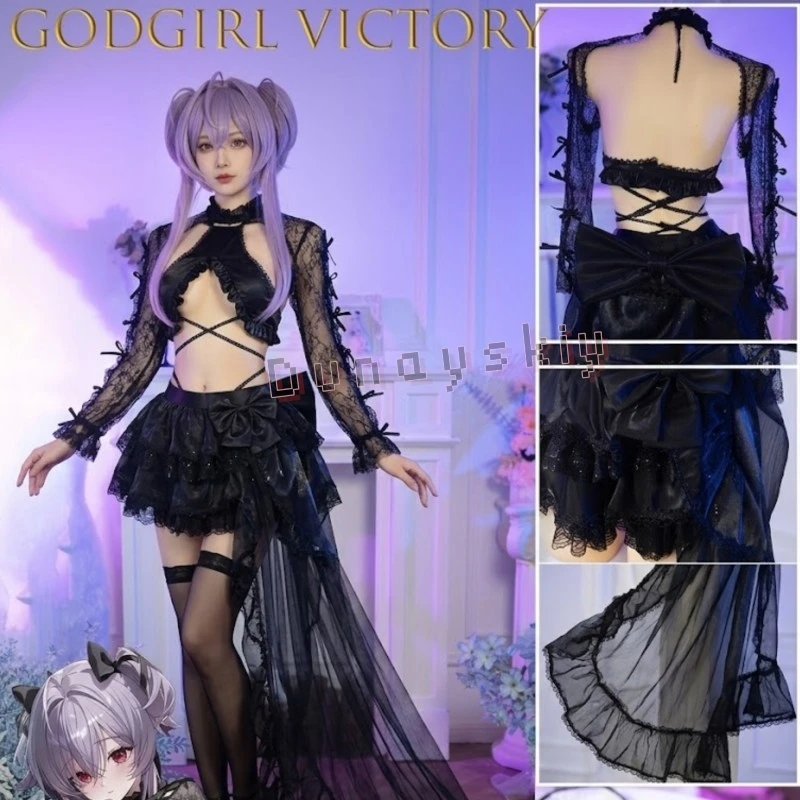 Godwomen Victory Liberalio Jellyfish Cosplay Full Set Costume Accessories Outfit Black Lolita Sexy Dress Skirt Party Halloween