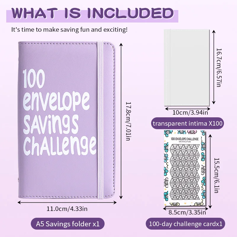 100 Envelope Savings Challenge A5 Money Saving Budget Storage Book Leather Budget Binder Personal Finance Organizer For Adults