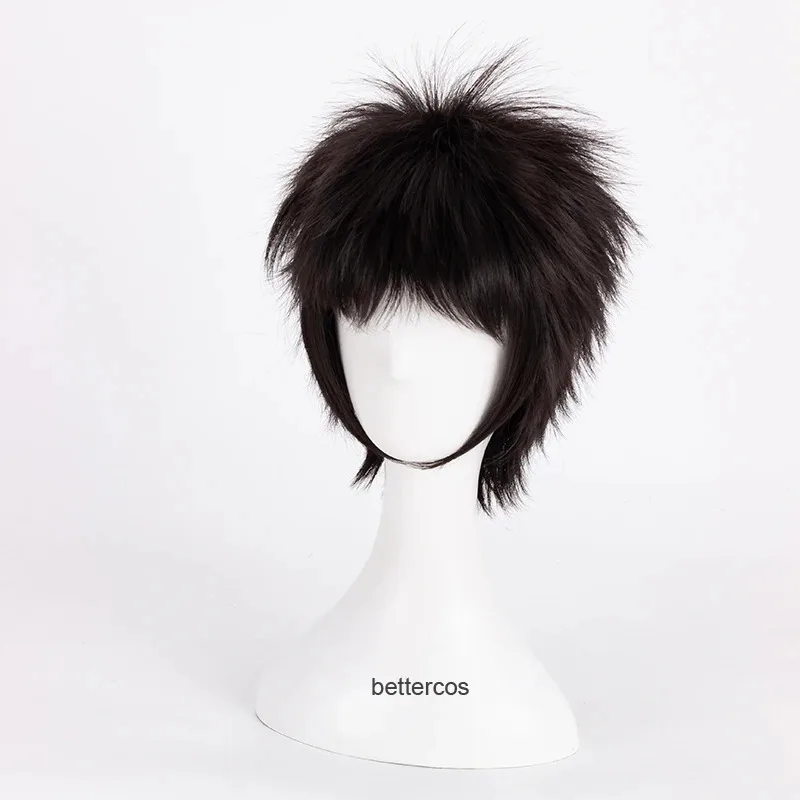 ترافالغار D قانون المياه تأثيري الباروكات أسود قصير مقاومة للحرارة الشعر الاصطناعية + غطاء شعر مستعار