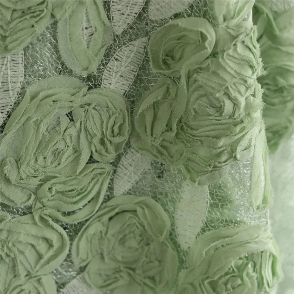 

Chiffon Flower Embroidery Lace Fabric for Fashion Perspective Dress Set Design No Elasticity Mesh Cloth Diy Sewing Material