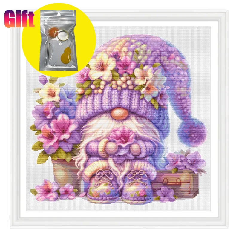 

Spring Cross Stitch Kit Cartoon Peach Blossom Dwarf Home wall Decor paintings Embroidery Needle Thread Tool Kit gift for mom