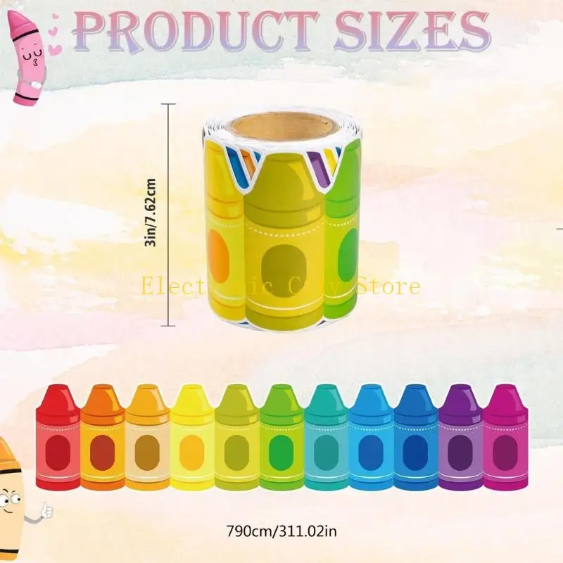 3inX25.9ft Colorful Pencil Pattern Border Trim Bulletin Board Border Sticker HU8D
