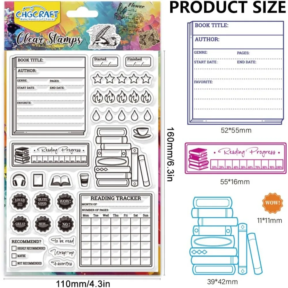 1PC Reading Diary Clear Stamps Book Review Transparent Stamps Clear Stamp Seals for DIY Scrapbooking Photo Album