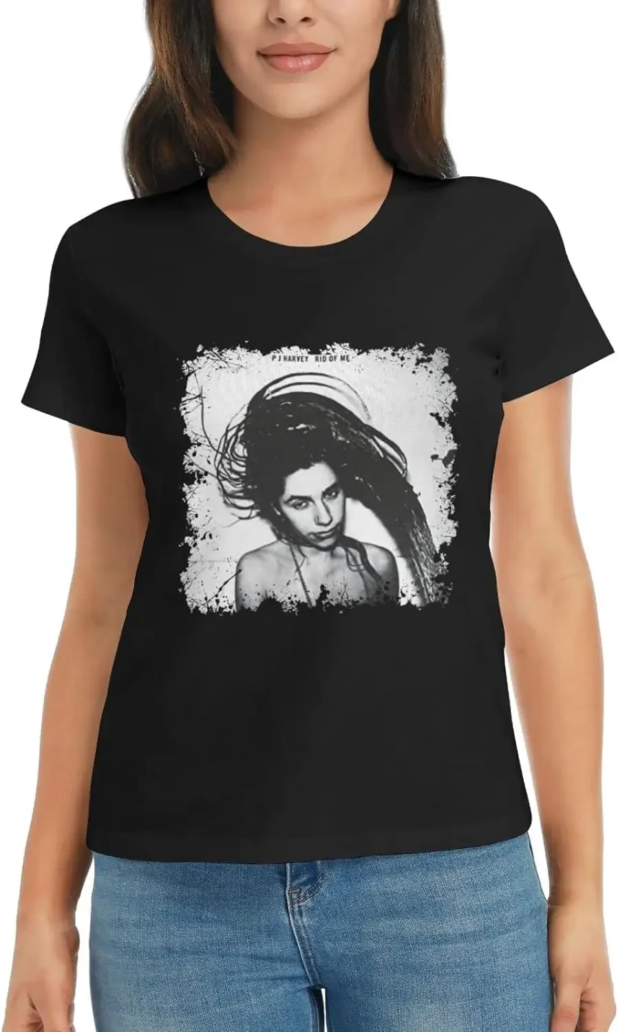 تي شيرت Pj Harvey Rid of Me تي شيرت نسائي صيفي كاجوال بأكمام قصيرة تي شيرت #6
