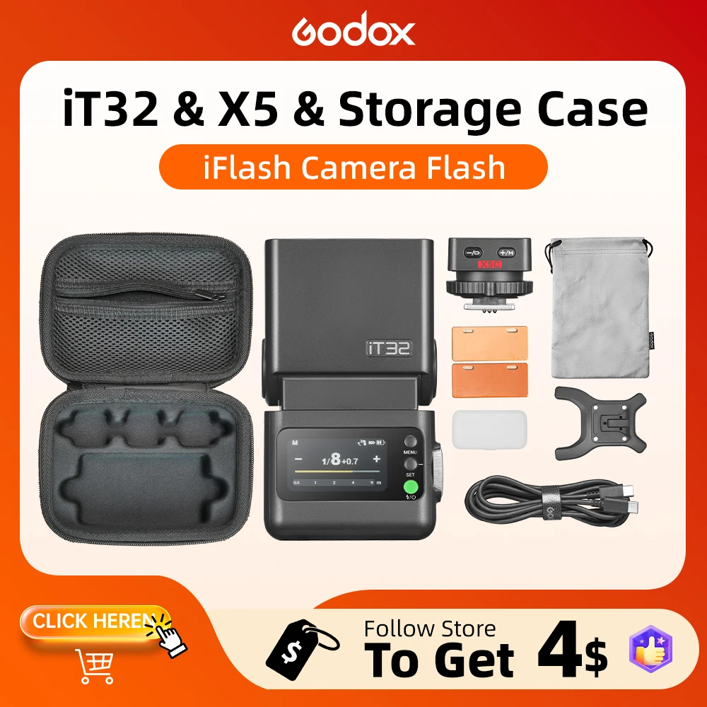 Godox IFlash IT32 TTL Camera Flash with Magnetic Mounting X5 Wireless Flash Trigger for Sony Nikon Canon Fujifilm Olympus Camera