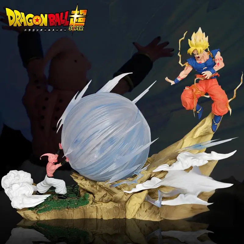 

21cmDragon Ball Z Majin Buu Goku Final Form FriezaTriple Threat Resin GK Statue Kamehameha Energy Blast LED Glow Battle Diorama