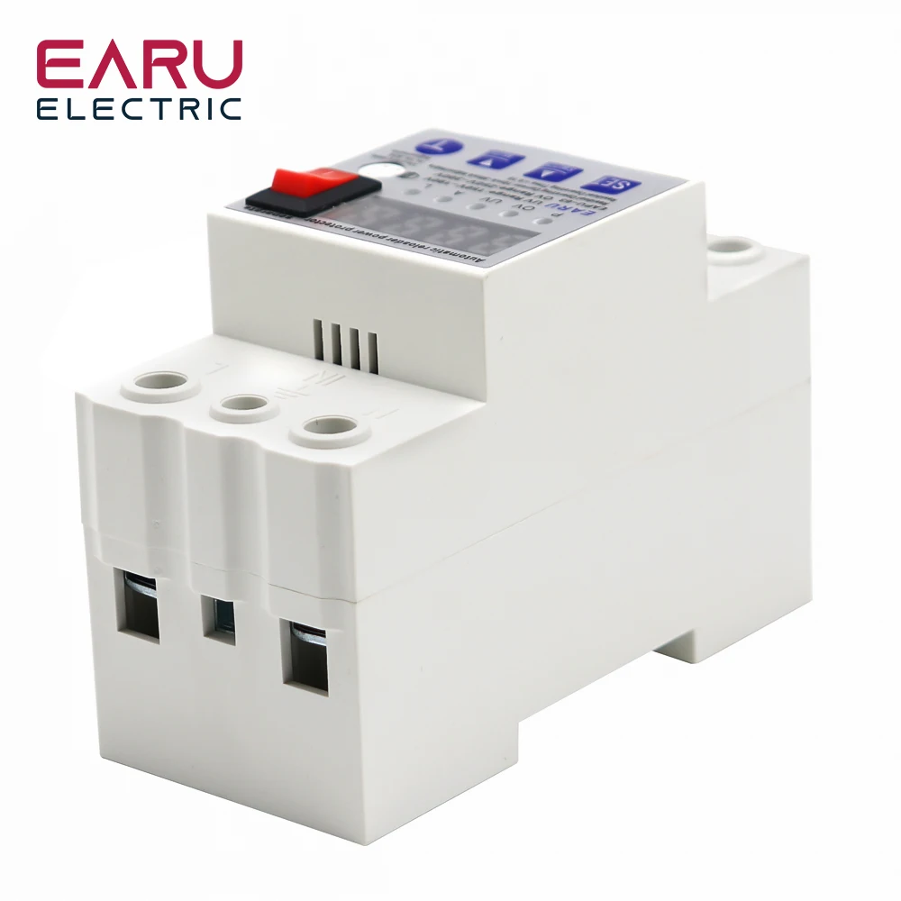 63A Automatic Reconnect Circuit Breaker Over And Under Voltage Over Current Leakage Protection Surge Protect Protector Relay