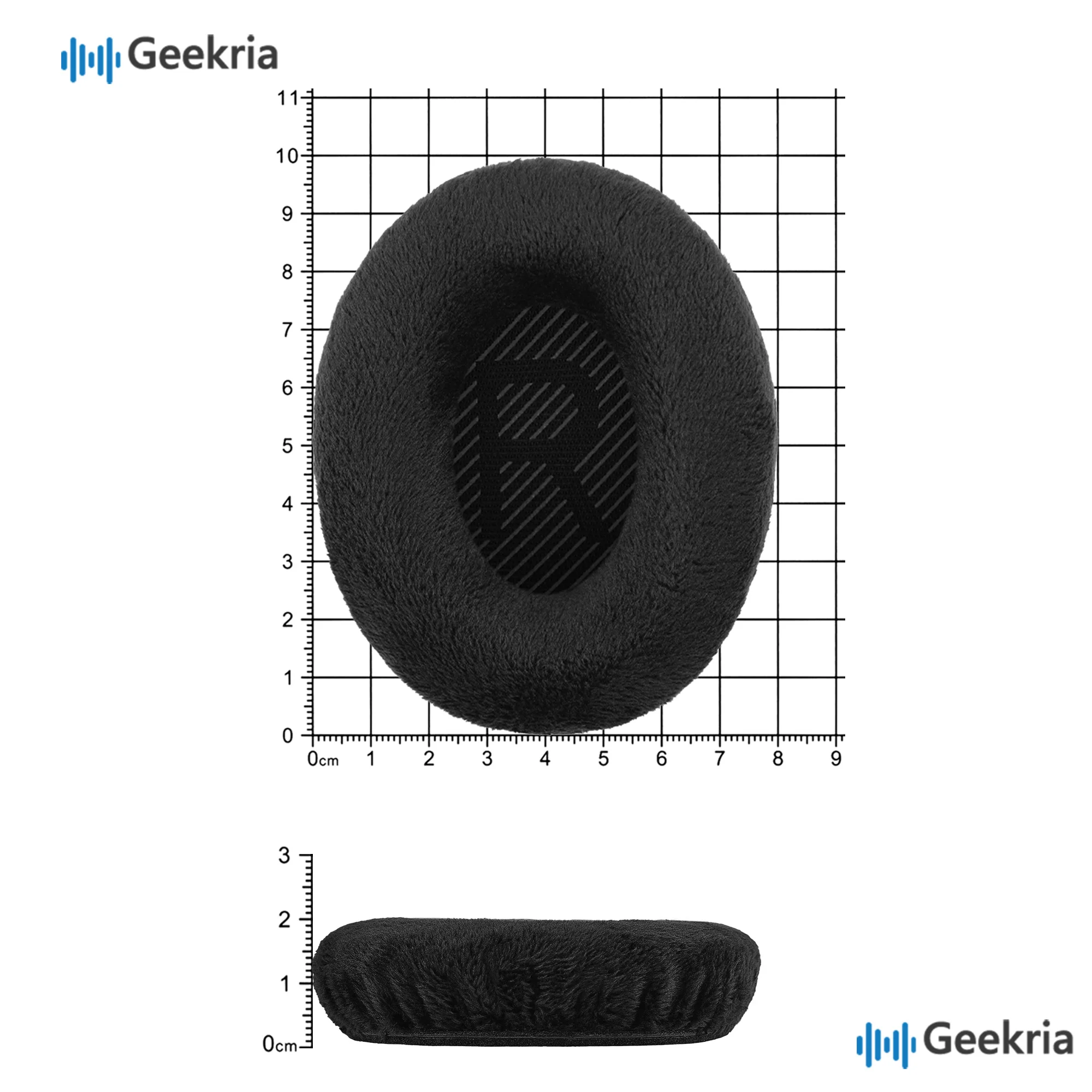 Wymienne nauszniki Geekria z weluru, poduszki na uszy z pianki memory do słuchawek Bose QC SE QC45 QC35 II QC35 II Gaming QC15 QC25 AE2 AE2i AE2w — zdjęcie produktu 4