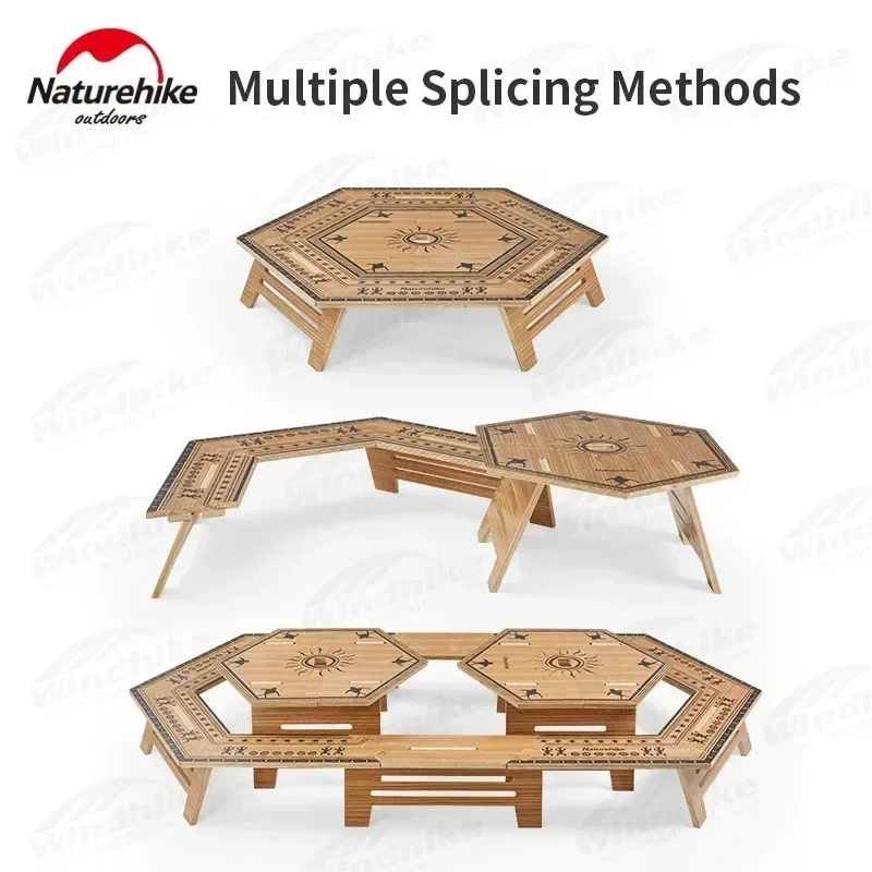 Naturehike Hexagonal Splicing Camping Table DIY Multi-layer Board Table Removable Portable BBQ Picnic Double-Deck Extended Desk