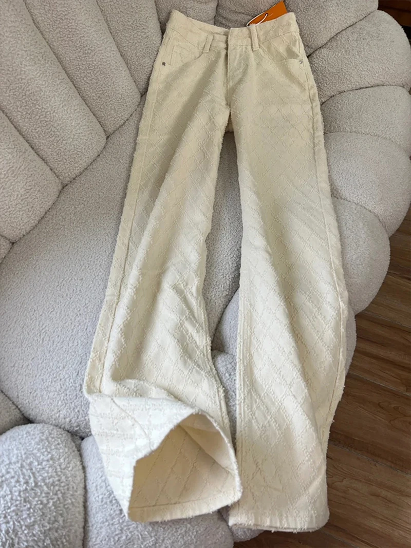 

Korean Style White Jeans Women's 2026 New Solid Color Narrow Straight Leg Trousers Retro High Waisted Loose Denim Pants