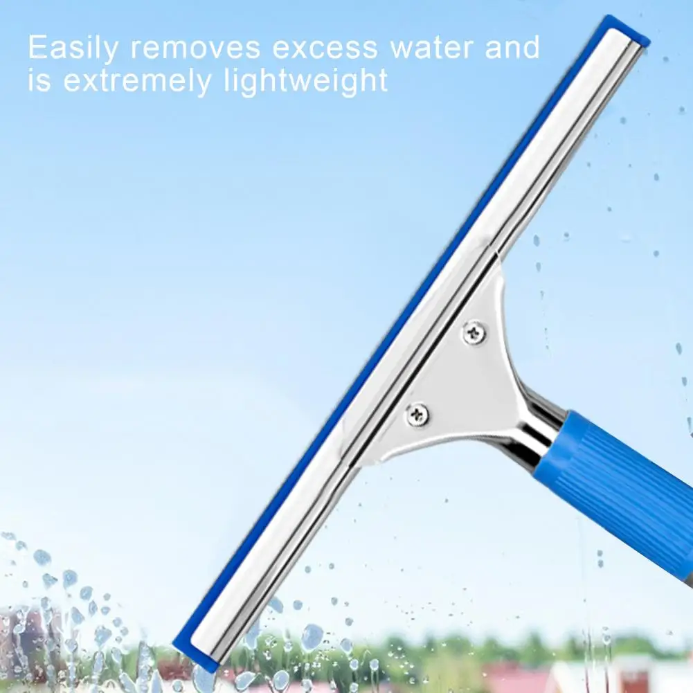 Professional Window Squeegee With Rubber Lip Stainless Steel Long Handle Bathroom Shower Window Wiper Mirror Glass Cleaning Tool