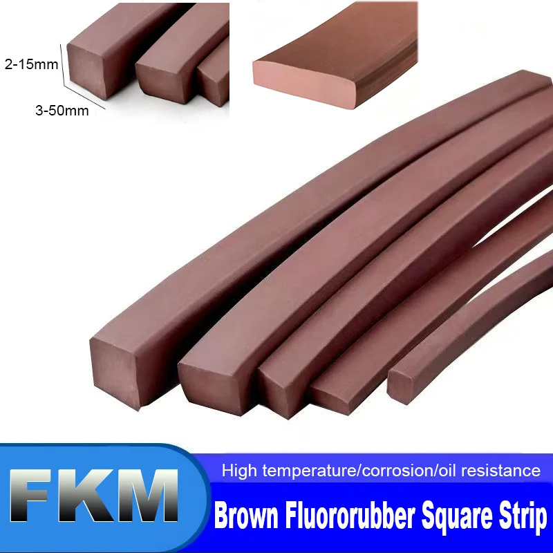 1-5Meter Brown Solid Fluorine Rubber Square Sealing Flat Strip FKM Flat Rubber Strip Resistant To Oil/high Temperature/corrosion